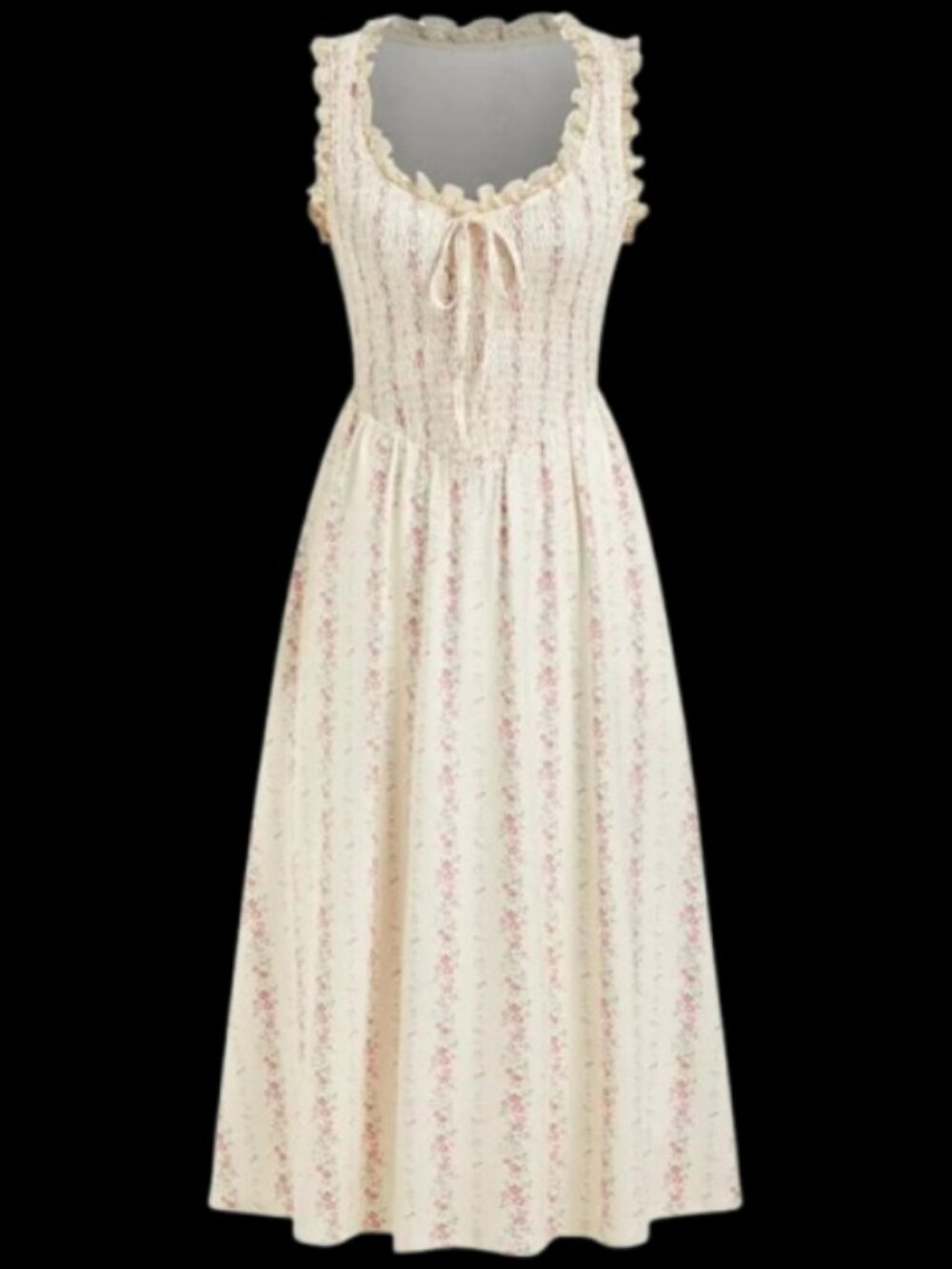 CIDER Floral Smocked Square Neck Summer Dress